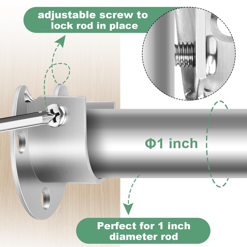 Closet Rod Bracket, Heavy Duty Closet Rod Holders, 1 Inch