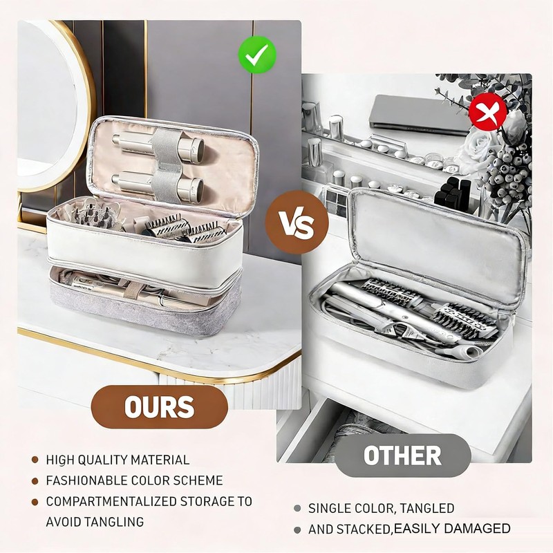 Universal Carrying Bag for Dyson Airwrap and Attachments,Double Layer Hair