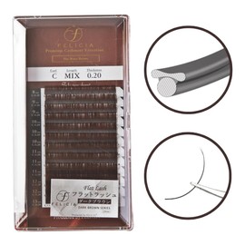 FELICIA [Dark Brown] Color Flat Lash Ultra Soft Eyelash Extensions Single Matsueku Eyelash C Curl 0.20 Thickness 0.3-0.5 inch (8-13 mm) Mix