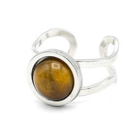 Miracles Minéraux Stainless Steel and Natural Stone Adjustable Ring, Natural stone, natural stone