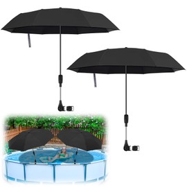 2 Pack Pool Shade Umbrella, 40" Adjustable Above Ground Pool Sunshade Canopy with Carry Bag,Patio Umbrella Use for Garden/PoolDeck/Backyard/Beach Chairs/Camp Trolley/Strollers/Golf Carts (Black)