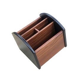Revolving remote control holder caddy organizer Wood pencil holder for desk organizer Office and home storage organization HeBen7002