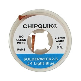 (QTY 3) CHIP QUIK SOLDERWICK2.5 2.5mm Solder Wick (#4 Light Blue) - No Clean