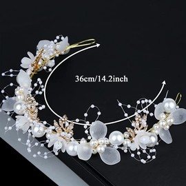 Brateuanoii Pearl Hair Accessories for the Bride, Headband Girls Pearl Hair Accessories, Diamond Jewellery Hair Accessories, Suitable for Women, Girls, Brides, Bridesmaids, Hair Accessories for Flower