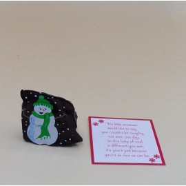 Ganz Christmas Lumps of Coal Snowman with Green Scarf 2"x1.5"x1" New Ganz