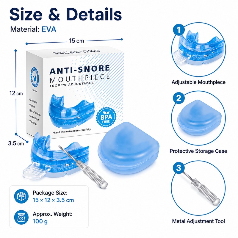 Adjustable Snoring Mouth Guard for Sleep Support – EVA Full-Mouth