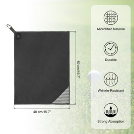 PATIKIL 20"x16" Magnetic Golf Towel with Wire Cleaning Cloth, Microfiber Waffle Pattern Towels with Magnet and Clip for Golf Carts Clubs Golfing Gear, Black