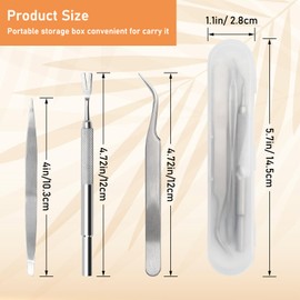 COITEK 3 in 1 Tick Remover Kit, Black Tick Remover Tweezers Stainless Steel Tick Remover Tools Set for Pet Dog, Cat, Human with Storage Box (Silver)