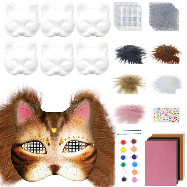 Pack of 6 Cat Masks, Therian Cat Mask, DIY Masks,