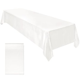 Ruisita - Mantel de satén para fiesta, de 58 x 102 pulgadas, rectangular, de seda brillante, mantel de tela suave, decoración de mesa para boda, banquete, decoración de mesa, color blanco