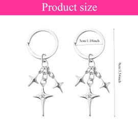 Shoyisenka 2 Pcs Moon Star Keychain, Car Key Keychain, Star Moon Pendant Keychain for Handbags Backpack Goth Punk Keychains (A)