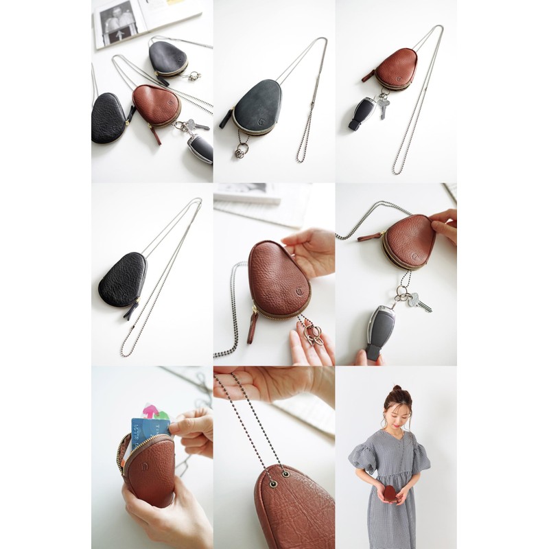 Credran CR-CL3679 Women's Neck Key Holder, Genuine Leather, Braun