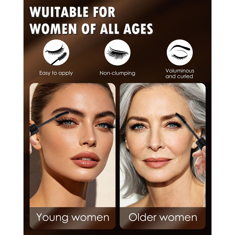 Brown Mascara for Eyelashes,Volumizing Tube Mascara for Older Women 60