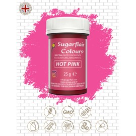 Sugarflair Spectral Hot Pink Lebensmittelfarbe Paste, hochkonzentrierte Lebensmittelfarbe für Buttercreme, Zuckerpaste, Royal Icing, Kuchenmischungen und mehr! Lebensmittelfarbstoff - 25g