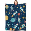 VODRM Space Adventure Blanket Cute Fun Rocket, Astronaut, and Planet