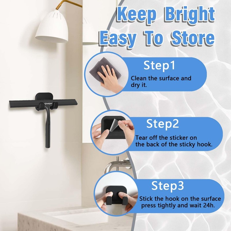 Anjinwiper Household Squeegee for Shower Glass Doors, Silicone Shower Squeegee