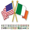 Irish American Cross Flags Together Ireland Irish Decal Sticker