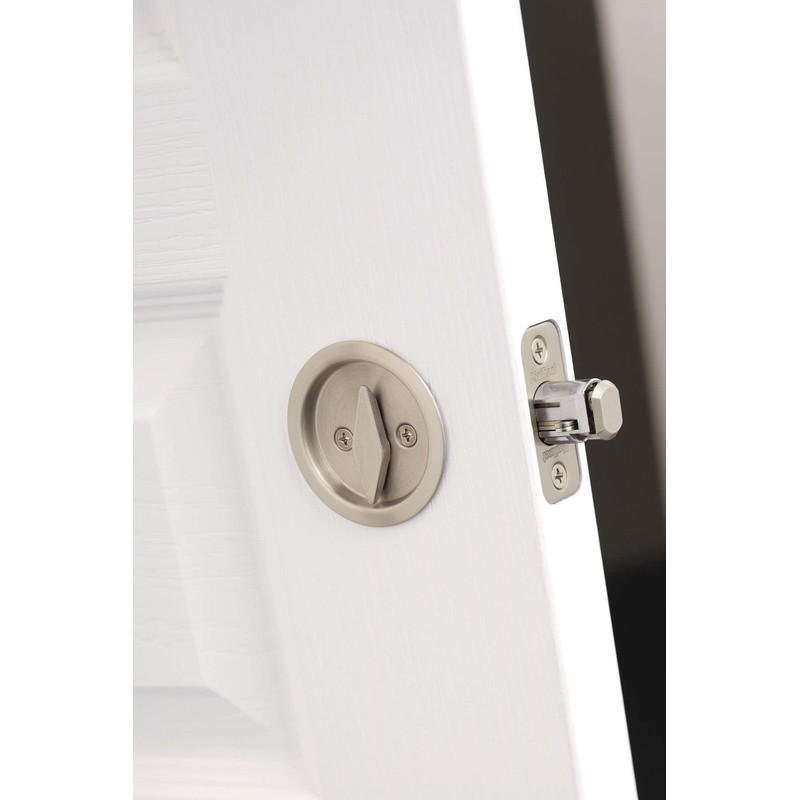 Kwikset 335-514 Round Privacy Pocket Door Lock Iron Black Finish