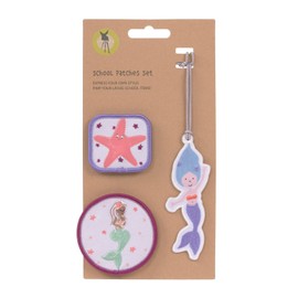 LÄSSIG Pendant and patches set (3 pieces) with press stud, school patches set, Mermaid, Mermaid, functional