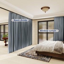 ROOMNEST Multifunctional Room Divider Curtain Totally Blackout Privacy Partition Drape Room Thermal Insulated Noise Reduced Suitable for Curtain Track&Rod System, 8.3 ft W x 8 ft H, Grey, 1 Panel