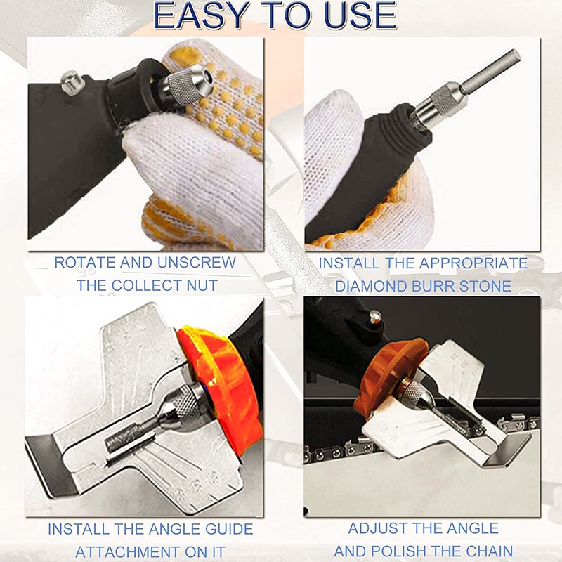 20Pc Chainsaw Sharpening Kit Diamond Burr Files Angle Guide for