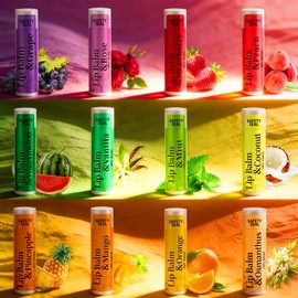 RBUGR 20 Pack Lip Balm Bulk- 12 Flavored Lip Balm Set Natural Moisturizing Hydrating for Dry Cracked Lips, Valentines Gifts for Women & Party Favors Mini Balm Pack (4.2g/0.15oz)