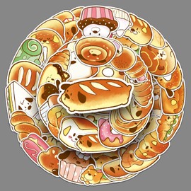 Bread Dog Stickers 50 Pcs Waterproof Cute Funny Food Animal Stickers for Water Bottle Scrapbook Laptop Luggage Helmet Bike Motorcycle Skateboard,Vinyl Cartoon Decals for Teens Girls Adults