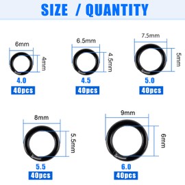 Fishing Split Rings Kit, 200pcs Stainless Steel Split Rings Round Solid Lure Rings Heavy Duty Double Flattened Hyper Wire Fishing Rings Saltwater Lure Connector for Jigging Trolling (Black)