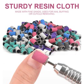 siyuwuro 100Pcs Large Sanding Bands for Nail Drill Bit Nail Art Polishing Belt Professional Scrub Ring for Removal Gel Acrylic Nail Polishing Natural Nails Manicures Pedicure Tool, 120# Purple