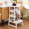 Kids Kitchen Step Stool for Kids with Safety Rail,Solid Wood