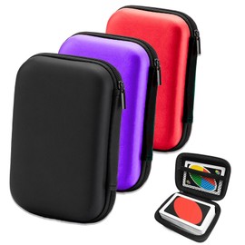3 Pcs Waterproof Case, Playing Card Case, Card Case Fully Expandable Flip Carry Case Playing Card Holder 4.5×3.1×1.5 Inch Card Game Case for Card Storage(Black/Purple/Red)