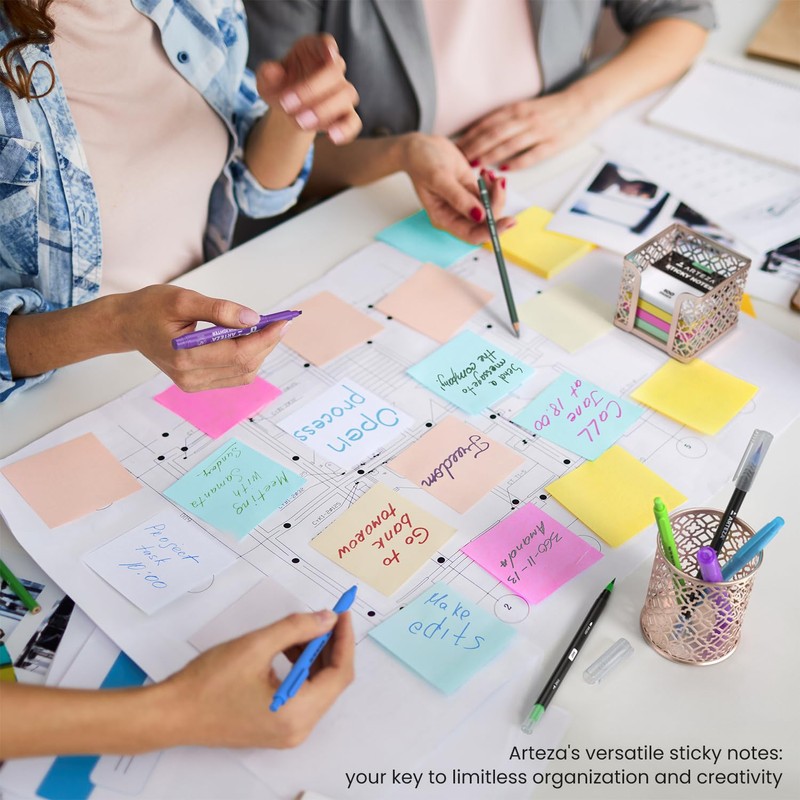 ARTEZA Sticky Notes 3x3 inches, 48 Sticky Pads, Bulk Sticky