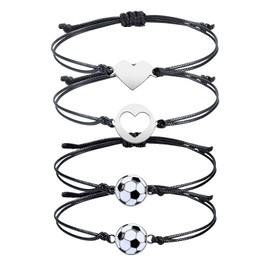 GAROMIA School Child Bracelet Girls Boys 4 Pieces Heart Bracelet Football Bracelet Gift First Day of School Gift School Cone Filling First Day of School Lucky Charm Heart Football Jewellery Greeting