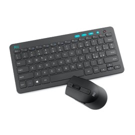Rii RKM709 Wireless (ITALIENISCHES LAYOUT),Kabellose Tastatur und Maus-Set, geräuscharme und kompakte Multimedia-Tastatur mit einstellbarer Höhe, Maus mit einstellbarer Empfindlichkeit, USB-Empfänger