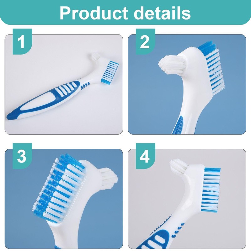 Pack of 4 denture cleaning brushes and 4 pieces interdental