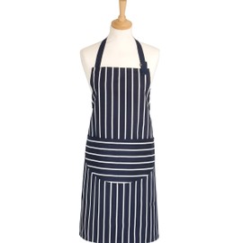 Classic Butcher's Stripe Standard Length Adult Apron in Navy Blue