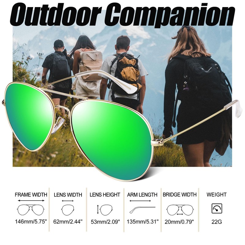 Joopin Polarized Green Aviation Sunglasses for Men, Military Style Sun