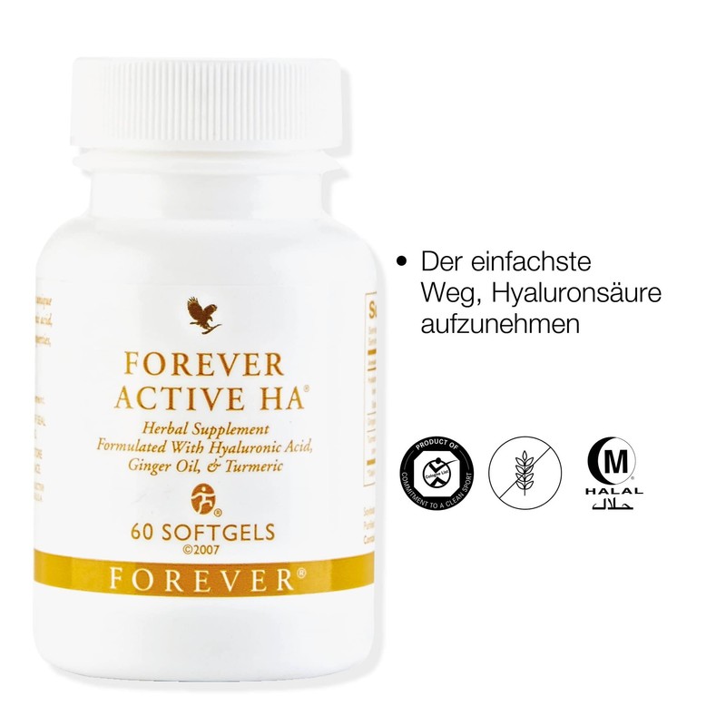Forever Active HA Hyaluronic Acid Extract Ginger Turmeric Extract 60