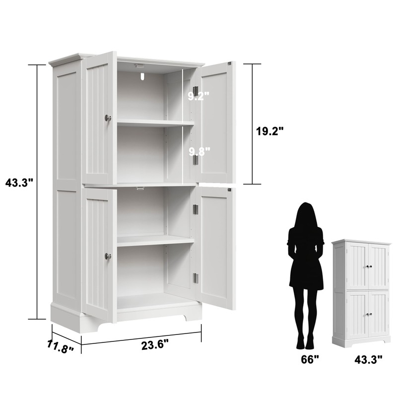 ChooChoo Bathroom Floor Cabinet, Modern Bathroom Storage Cabinet with 4