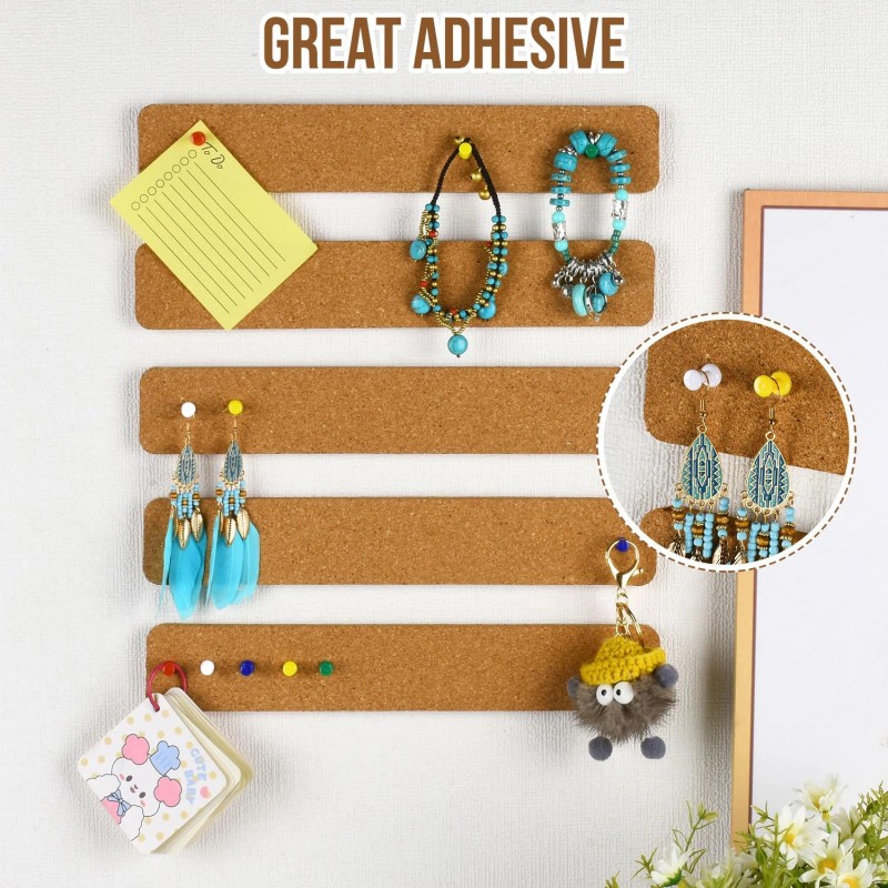 AYZTKUX 6 Pack Corkboard Strips for Walls, Self Adhesive Thick