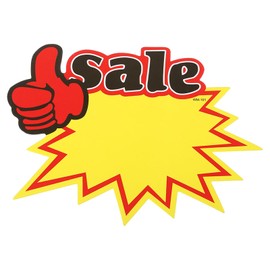 PATIKIL 80pcs Star Burst Signs, 7x5.5in Blank Star Burst Signs Price Tag Stickers Pricing Tags Fluorescent Neon Paper for Sign Retail Store Vehicle, Thumbs Up Sale