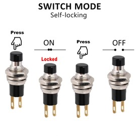 RUNCCI-YUN 6Pcs Self-locking 7mm Mini Push Button Switch SPST Latching Type ON/OFF 2 Pin Round Button 3V-6V-12V-24V-230V/1.5A Mini Switch for Model Railway Hobby(black white blue red yellow green)