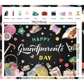 Happy Grandparents Day Backdrop Retirement Love Grandparents Day Photography Background Grandpa Grandma Holiday Banner for Grandparent's Day Family Party Decorations Supplies (82x59 inch (7x5FT))