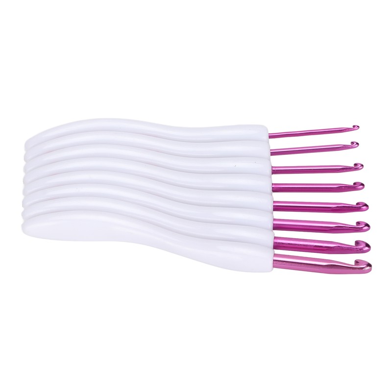 8pcs Crochet Hooks Curved Soft Handle Comfortable Portable Knitting Tool