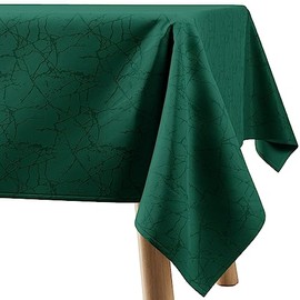 Filumi Tablecloth 120 x 120 cm Dark Green Washable for Indoor Outdoor Marble Pattern Manil