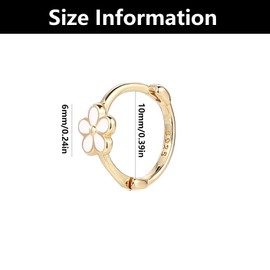 A Pair Gold Flower Hoop Earrings, Huggie Earrings For Women, For Kids Girls And Aldult