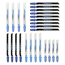 24PCS Jig Saw Blades for Wood, T-Shank Jig Saw Blades Set for Plastic,Metal with Storage Case, Compatible with DEWALT, Black+Decker, Bosch Makita Jig Saw(T244D,T144D,T101B,T127D,T118A)