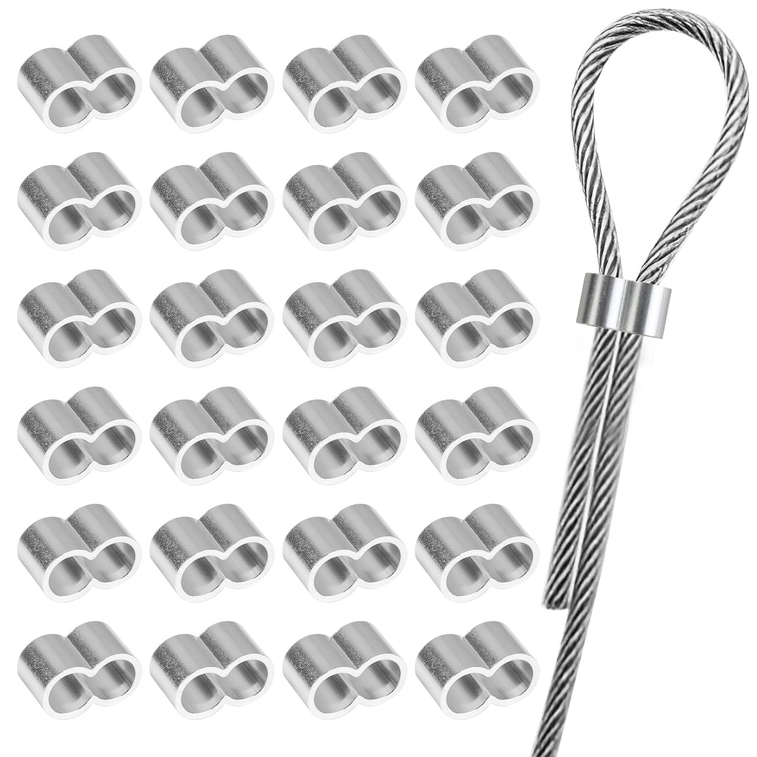 25 Professional Press Sleeves Professional Rope Clamp 10 mm Aluminium ...