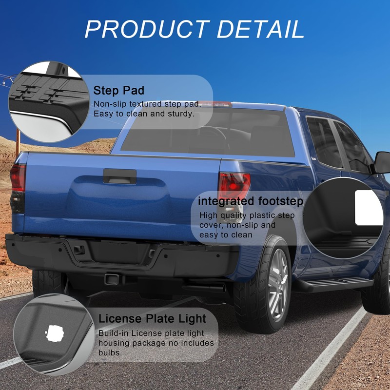 KUIPERAUTO Rear Step Bumper W/Step Pad Compatible for 2007 2008