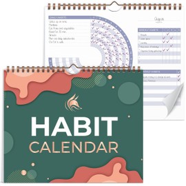 Clever Fox Habit Calendar Circle – 2-Year Inspirational Habit Tracker for Atomic Habits – Colorful Habit & Goal Planner Journal to Boost Productivity & Become Your Best Self – Dark Green & Red
